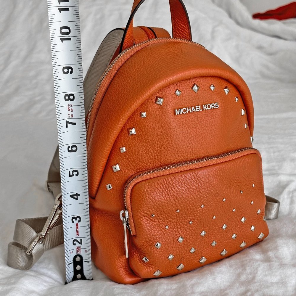 MICHALE KORS ERIN TANGERINE ORANGE MINI STUDS LEATHER BACKPACK - Picture 10 of 11